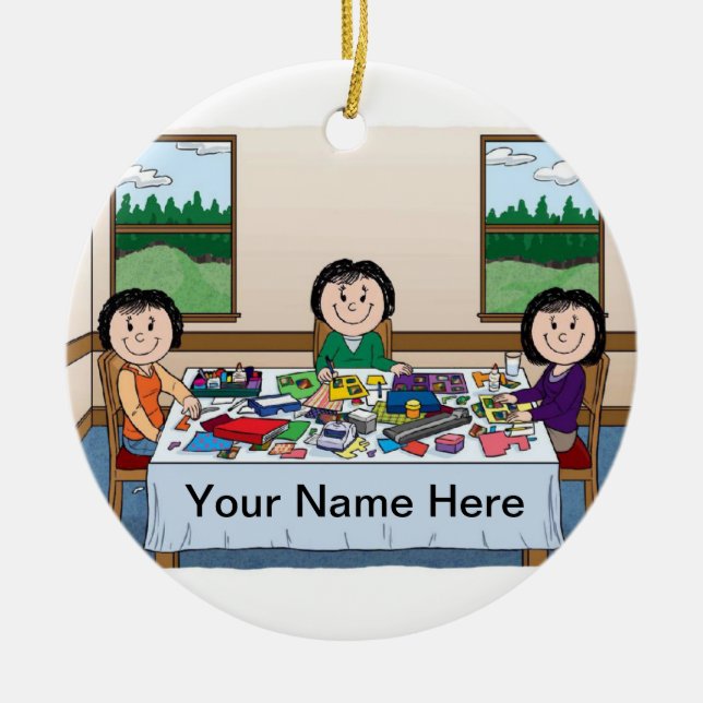 Ornamento De Cerâmica Scrapbooking- 3 mulheres (Frente)