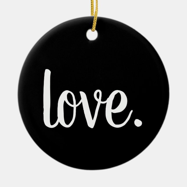 Ornamento De Cerâmica script chic LOVE. (Frente)