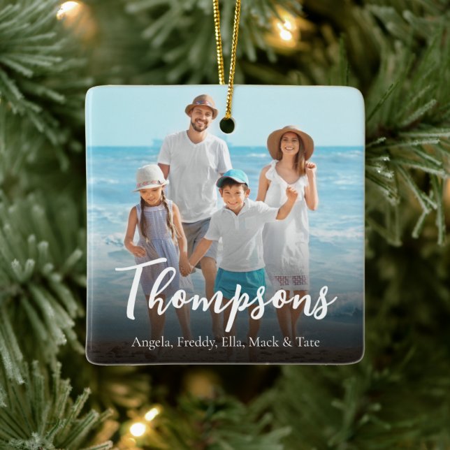 Ornamento De Cerâmica Script de Caligrafia Simples de Fotografia Elegant (Árvore)