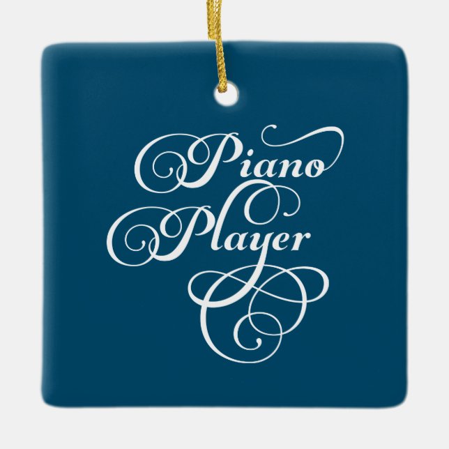 Ornamento De Cerâmica Script do Piano Player (Frente)