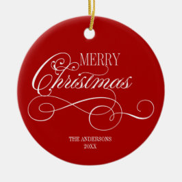 Ornamento De Cerâmica Script Feliz Feriado de Natal