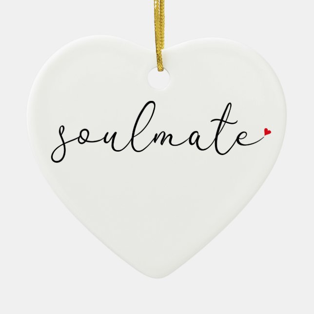 Ornamento De Cerâmica Script Love Heart Soulmate Definition (Frente)