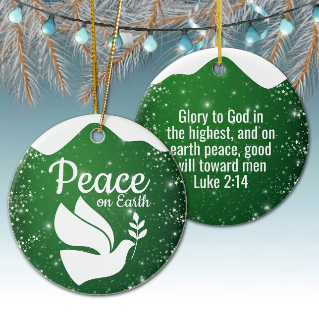 Ornamento De Cerâmica Scripture Christian Faith Festive Green 🕊⛪️ 🎄 (star accents sacred decor verse inscription biblical quote spiritual memento
 estive green christian)
