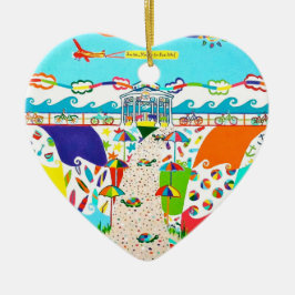Ornamento De Cerâmica Sea Isle City, NJ Heart Ornament