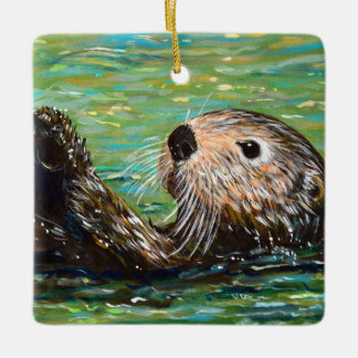 Ornamento De Cerâmica Sea Otter Painting