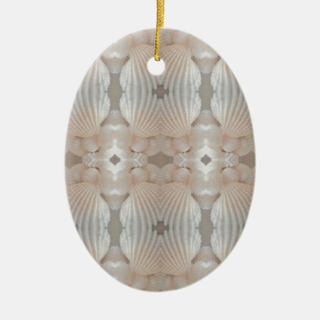 Ornamento De Cerâmica Sea Shels Love, Romântica Exótica Bridal Tropical (Frente)