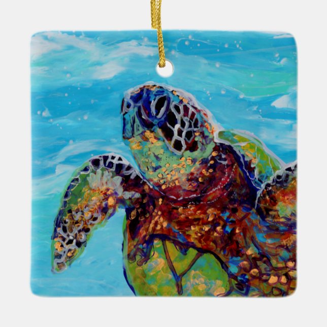 Ornamento De Cerâmica Sea Turtle Honu 10 (Frente)
