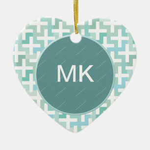 Ornamento De Cerâmica Seafoam Green Geométrico