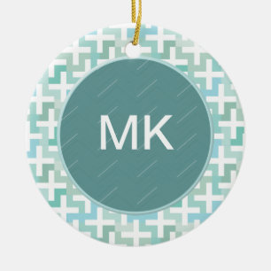 Ornamento De Cerâmica Seafoam Green Geométrico