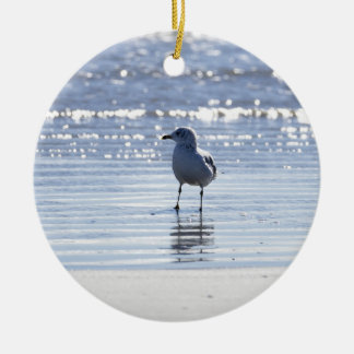 Ornamento De Cerâmica Seagull in Ocean Photo Ornament 