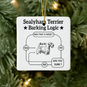 Ornamento De Cerâmica Sealyham Terrier Barking Logic Engraçado Cachorro 