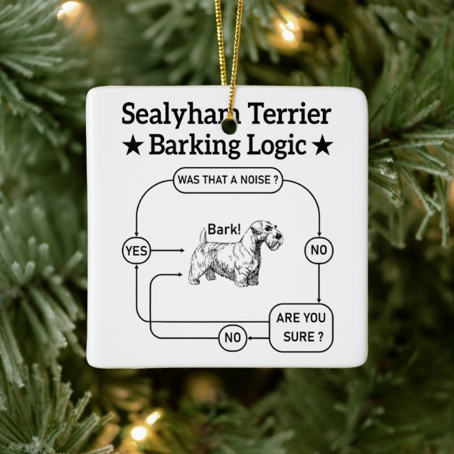 Ornamento De Cerâmica Sealyham Terrier Barking Logic Engraçado Cachorro  (Árvore)