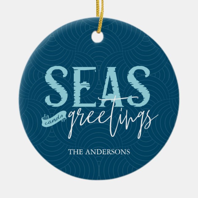 Ornamento De Cerâmica Seas and Greetings Photo Ceramic Ornament (Frente)