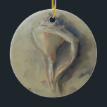 Ornamento De Cerâmica Seashell Beach Whelk Snail Conch Shell Art<br><div class="desc">Esta concha é uma pintura de perto de um galão de praia sentado na praia, pela artista da Flórida Mary Hubley. A concha ajustado com decoração de praia que precisa de um toque de concha. Esta linda gema branca tem um fundo branco arenoso. O gelejo é um presente perfeito para...</div>