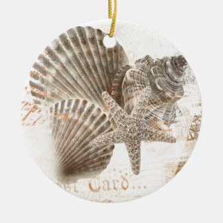 Ornamento De Cerâmica Seashells da estrela do mar do nautilus do vintage