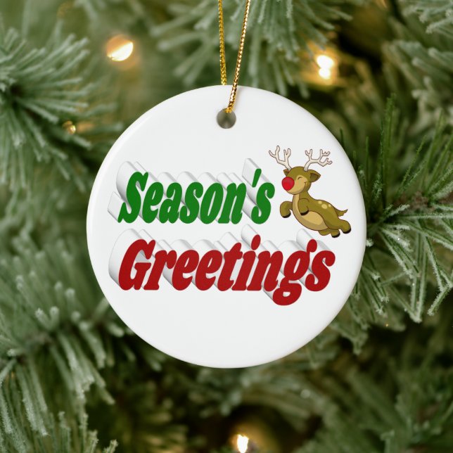 Ornamento De Cerâmica Seasons saúda Reindee tipografia de Natal (Árvore)