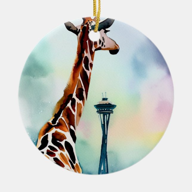 Ornamento De Cerâmica Seattle Giraffe Ornament (Frente)