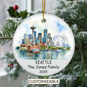 Ornamento De Cerâmica Seattle Ornament Personalizado, Washington