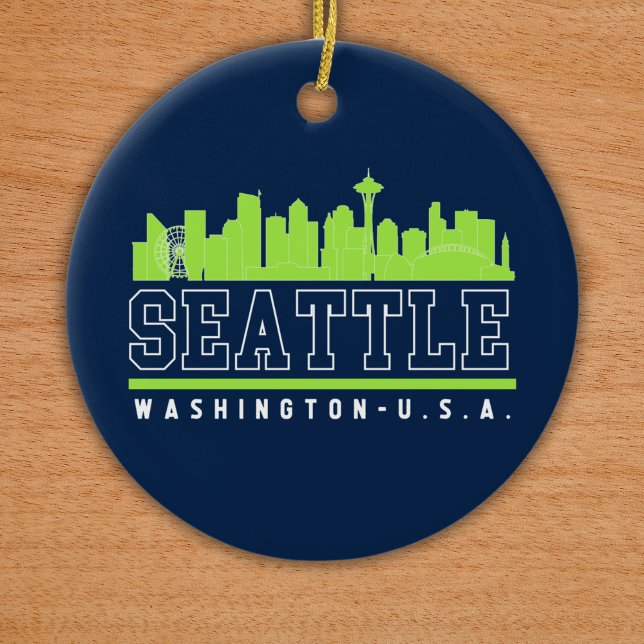 Ornamento De Cerâmica Seattle Washington Beautiful Skyline City (Criador carregado)