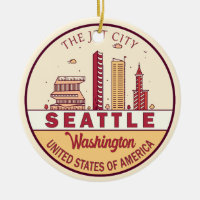 Seattle Washington City Skyline Emblem