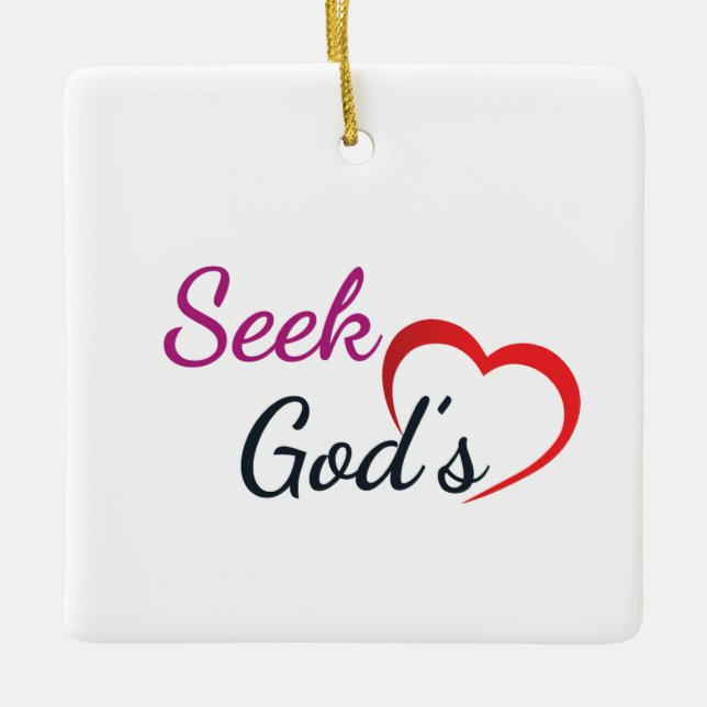 Ornamento De Cerâmica Seek God’s Heart - Square  (Frente)