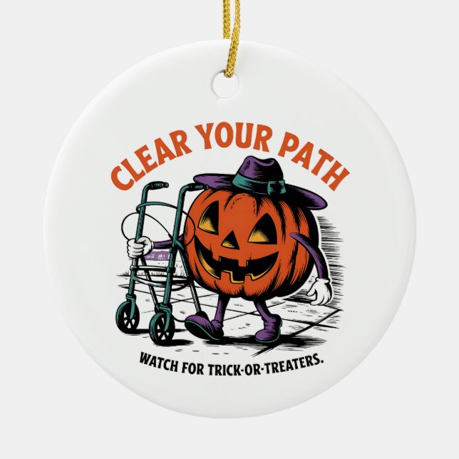 Ornamento De Cerâmica Segurança amigável Jack-o'-Lanterna (Frente)