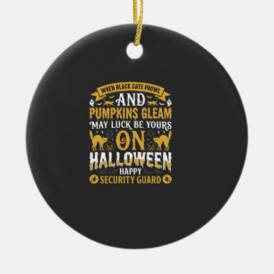 Ornamento De Cerâmica Segurança Halloween Gatos Pretos e Abóboras D