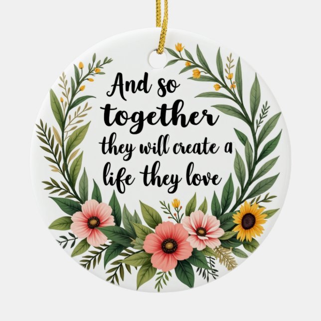 Ornamento De Cerâmica Segurando as mãos vida que amam (Frente)