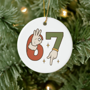 Ornamento De Cerâmica Seis Sete 67 6 7 Natal Papai Noel Elfo Meme