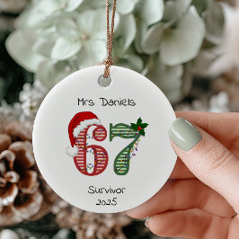 Ornamento De Cerâmica Seis Sete 6 7 Sobrevivente Natal Divertido Férias