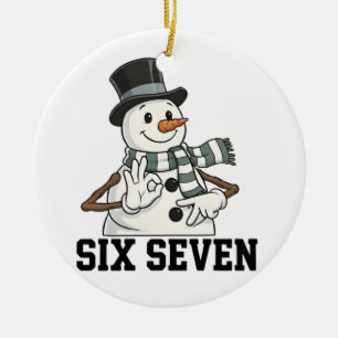 Ornamento De Cerâmica Seis Sete Boneco de Neve Natal Papai Noel 6 7 Xmas