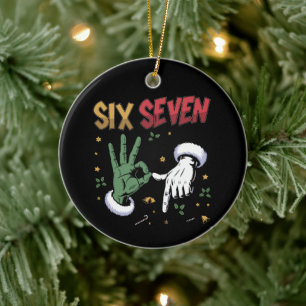Ornamento De Cerâmica Seis Sete Meme Engraçado Mau Cara Natal Viral 6 7 