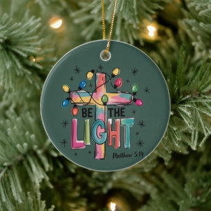 Ornamento De Cerâmica Seja A Luz Natal Cruz Cristã Xmas Bíblia 