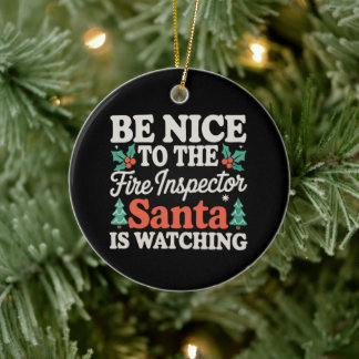 Ornamento De Cerâmica Seja Bom Para O Inspetor De Incêndio O Papai Noel