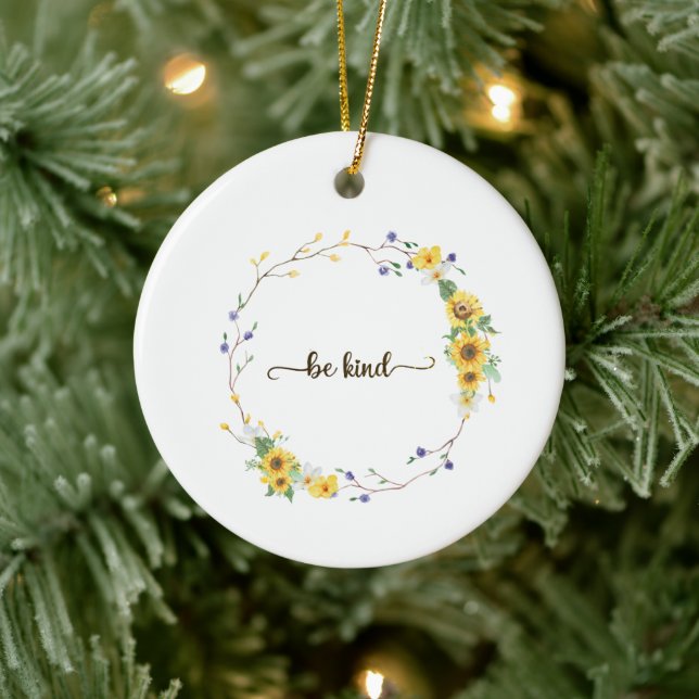 Ornamento De Cerâmica Seja gentil, Solha Botânica Floral de Girassol (Árvore)