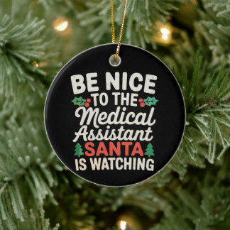 Ornamento De Cerâmica Seja Legal Com o Assistente Médico O Papai Noel Es