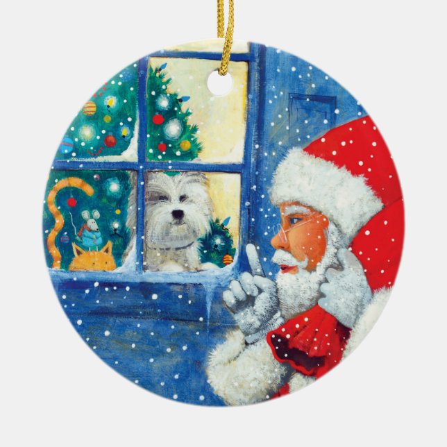 Ornamento De Cerâmica Seja quieto como um rato (Frente)