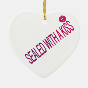 Ornamento De Cerâmica selado com um beijo citações de amor
