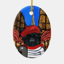 ORNAMENTO DE CERÂMICA SELFIE DE AFFENPINSCHER