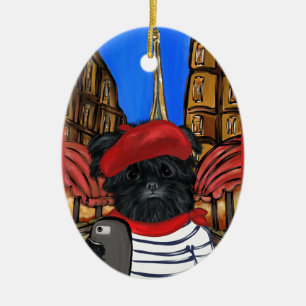 ORNAMENTO DE CERÂMICA SELFIE DE AFFENPINSCHER