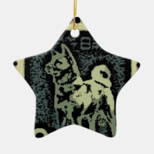 Ornamento De Cerâmica Selo de Akita