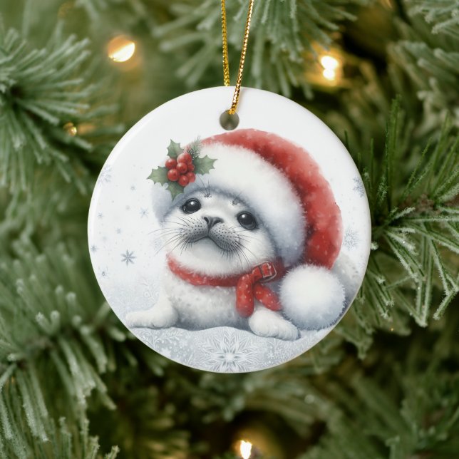 Ornamento De Cerâmica Selo de Natal Fofo (Árvore)