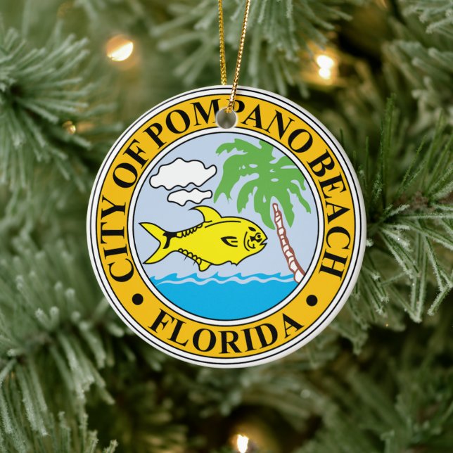 Ornamento De Cerâmica Selo de Pompano Beach, Flórida (Árvore)