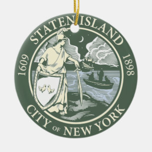 Ornamento De Cerâmica Selo de Staten Island (Borough of Nova Iorque)