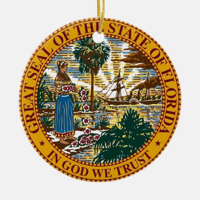 Ornamento De Cerâmica Selo do estado de Florida (Frente)