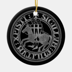 Ornamento De Cerâmica Selo dos Cavaleiros Templários Cruzados logo Deus