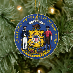 Ornamento De Cerâmica Selo Estadual de Wisconsin