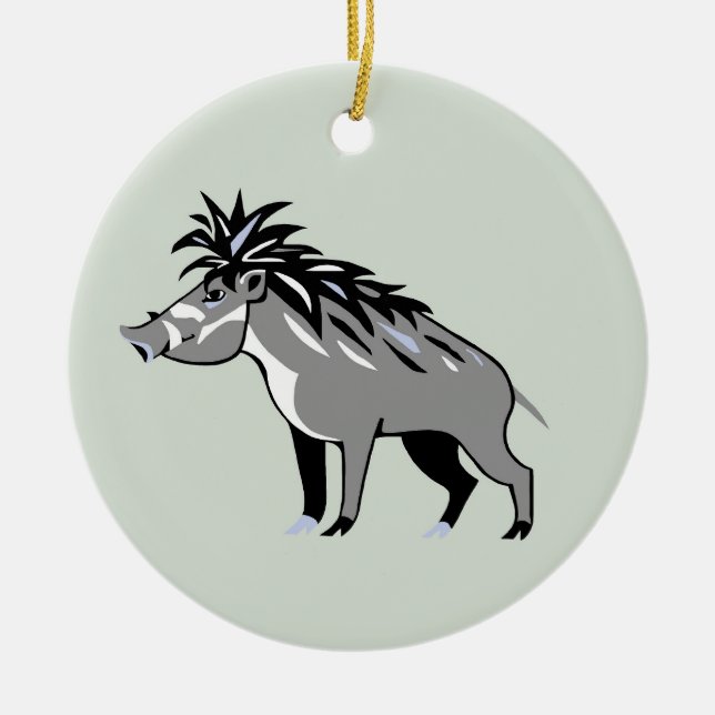Ornamento De Cerâmica Selvagem - Warty PIG - Animais ameaçados - Warthog (Frente)