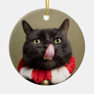 Ornamento De Cerâmica Sem Beijos Este Natal Engraçado Língua De Gato