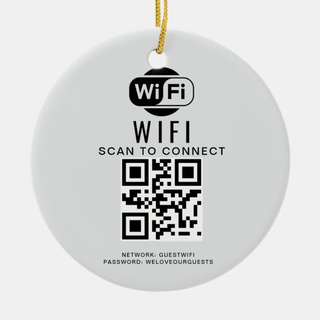 Ornamento De Cerâmica Senha Wifi | Verificação de código QR para conexão (Frente)